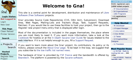 Page d'accueil de Gna