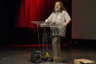 Photo de Richard Stallman lors des 30 ans du projet GNU à Paris 8